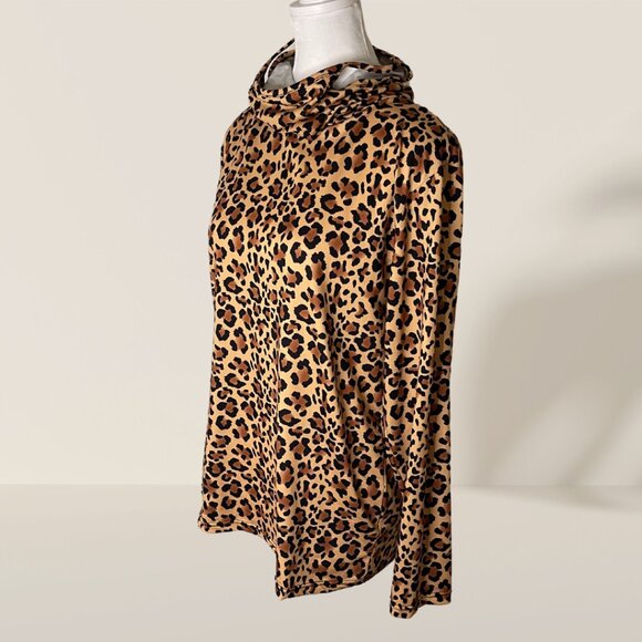 Haute Edition Leopard Print Cowl Neck Top w/ Built-In Mask 🐆 Size M - Picture 4 of 8